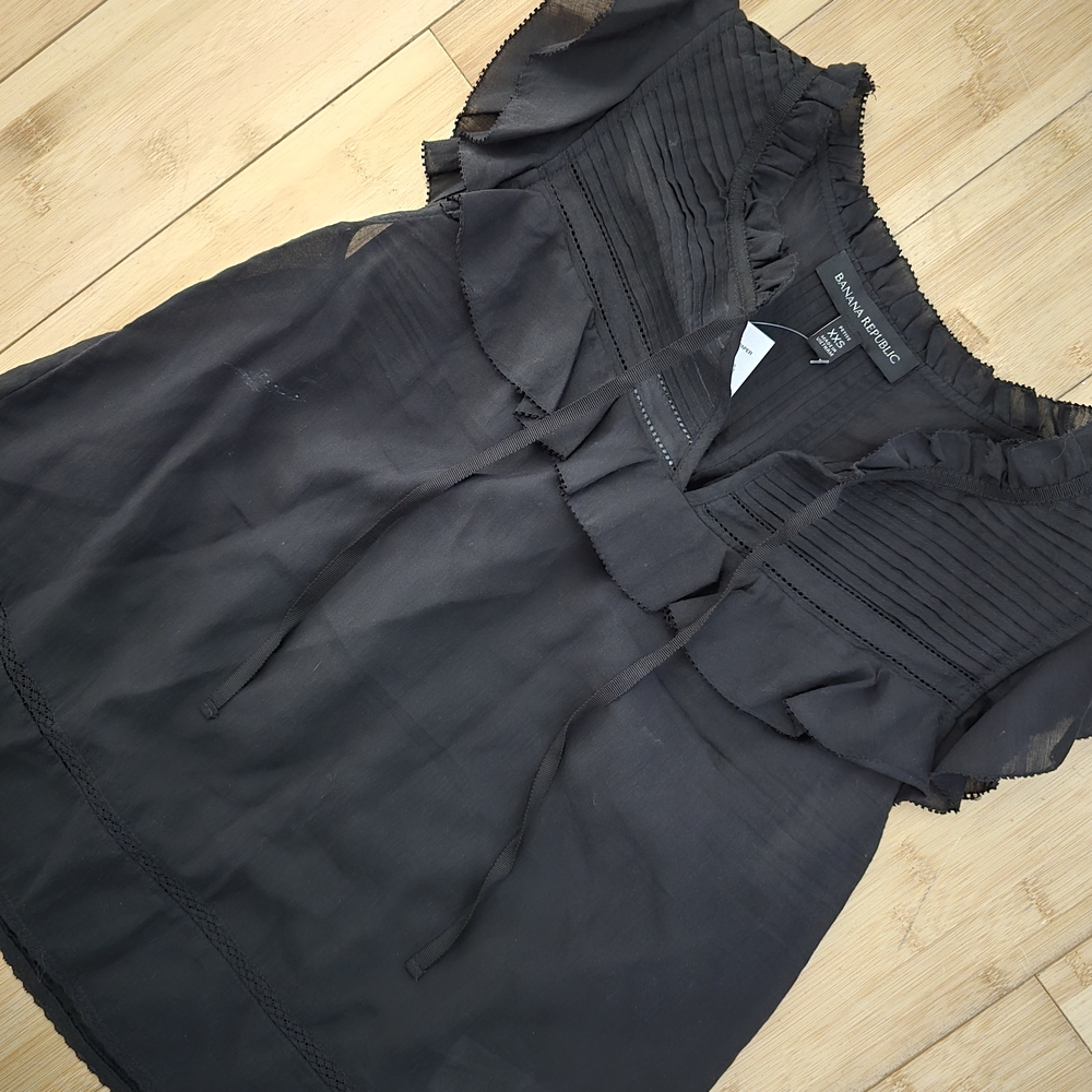 Banana Republic Black Ruffled Blouse